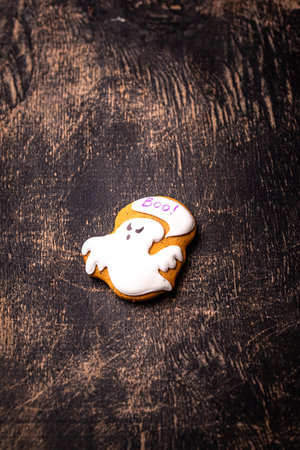 Halloween cookies in shape of ghostの写真素材