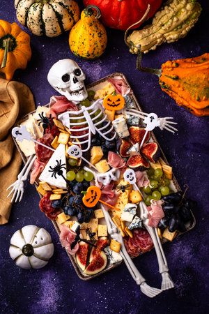 Assortment of cheese and meat appetizersの写真素材