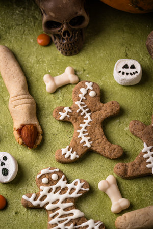 Halloween scary gingerbread cookies for partyの写真素材