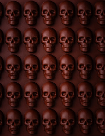Silicon mold in shape of skull for Halloween chocolateの写真素材