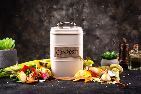 Vegetable waste for making compost. Zero waste conceptの写真素材