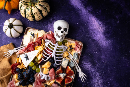 Assortment of cheese and meat appetizersの写真素材