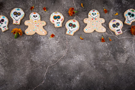 Mexican Halloween Dia de los Muertos cookiesの写真素材