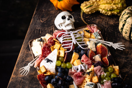 Assortment of cheese and meat appetizersの写真素材