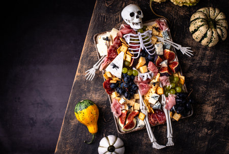 Assortment of cheese and meat appetizersの写真素材