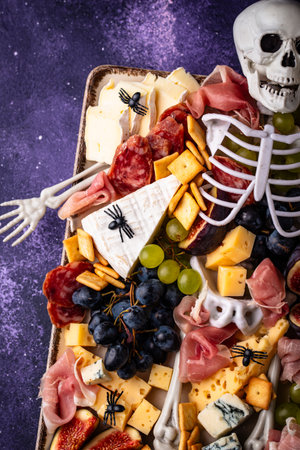 Assortment of cheese and meat appetizersの写真素材