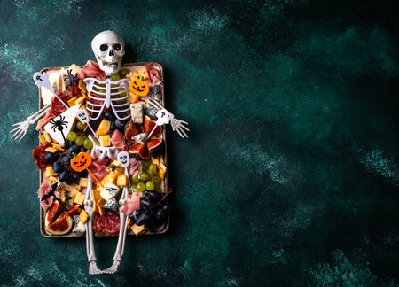 Assortment of cheese and meat appetizersの写真素材