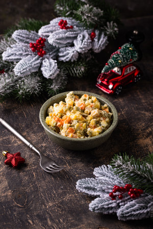 Traditional russian salad Olivierの写真素材