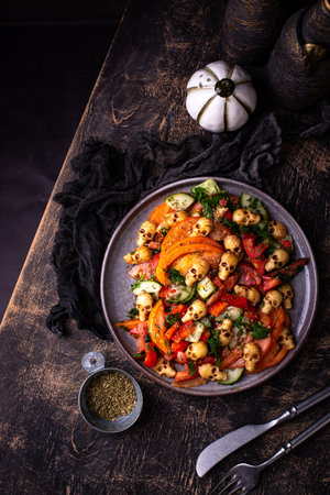 Halloween salad with cheeseの写真素材