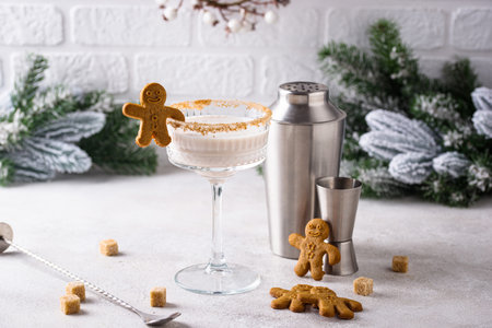 Christmas winter creamy cocktail eggnogの写真素材