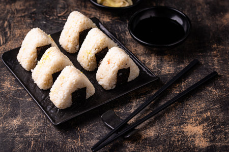 Onigiri, traditional japanese dish with rice