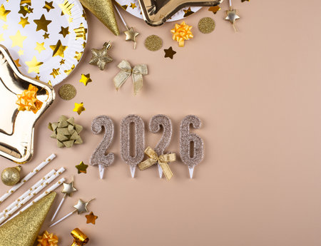 New year background with golden decorationの写真素材