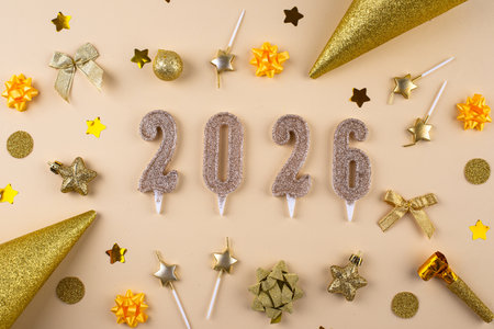 New year background with golden decorationの写真素材