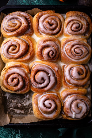 Fresh homemade bakery cinnamon bunsの写真素材
