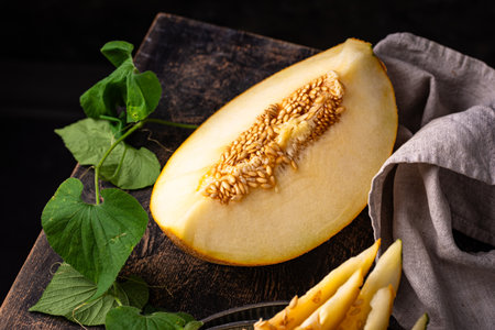 Fresh sweet ripe juicy sliced melonの写真素材