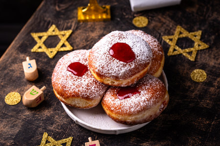 Traditional Jewish holiday Hanukkah backgroundの写真素材