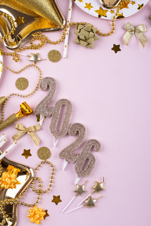 New year background with golden decorationの写真素材