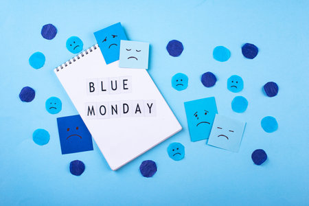 Blue monday concept, post-holiday bluesの写真素材