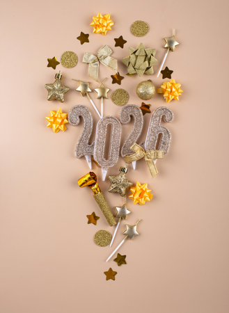 New year background with golden decorationの写真素材