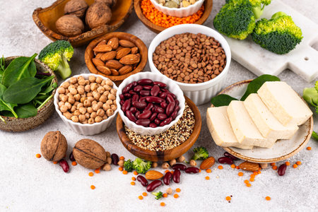 Asortment of plant based vegan protein productsの写真素材