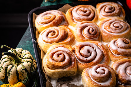 Fresh homemade bakery cinnamon bunsの写真素材