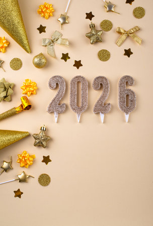 New year background with golden decorationの写真素材