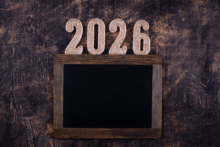 2026 New year background with golden decorationの写真素材