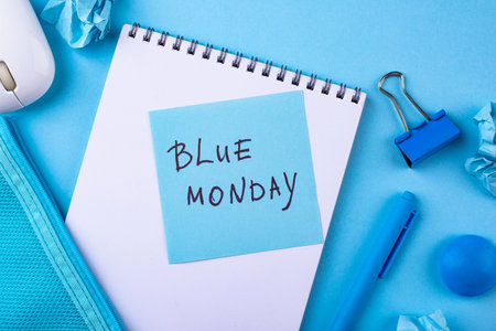 Blue monday concept, post-holiday bluesの写真素材