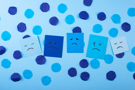 Blue monday concept, post-holiday bluesの写真素材