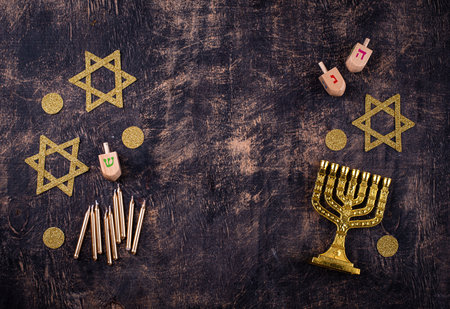 Traditional Jewish holiday Hanukkah backgroundの写真素材
