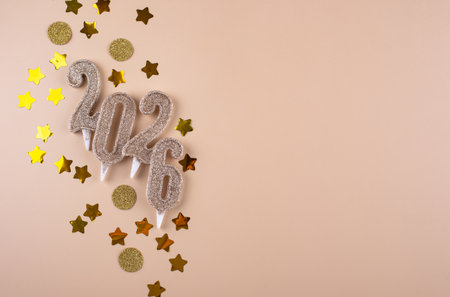 New year background with golden decorationの写真素材