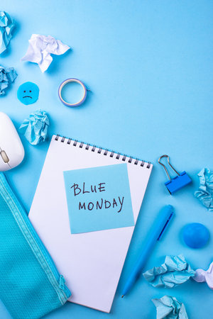 Blue monday concept, post-holiday bluesの写真素材