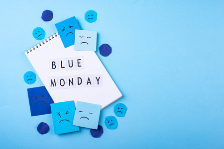 Blue monday concept, post-holiday bluesの写真素材