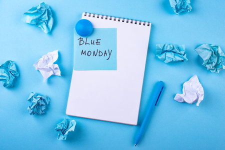 Blue monday concept, post-holiday bluesの写真素材