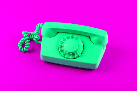 Retro vintage green rotary telephoneの写真素材