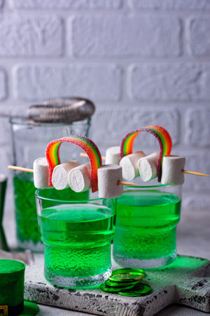 Green cocktail for St. Patrick dayの写真素材