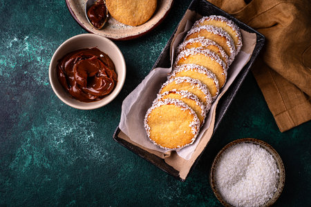 Alfajores, traditional South American sandwich cookiesの写真素材