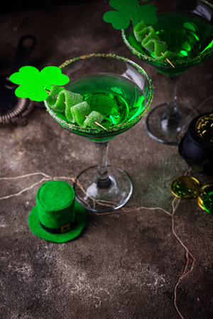 Green cocktail for St. Patrick dayの写真素材