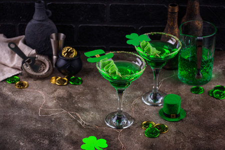 Green cocktail for St. Patrick dayの写真素材