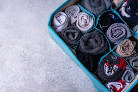 Decluttering concept. Organizing sock storageの写真素材