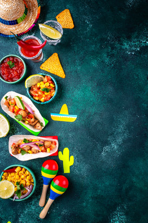 Cinco de Mayo concept with traditional Mexican foodの写真素材