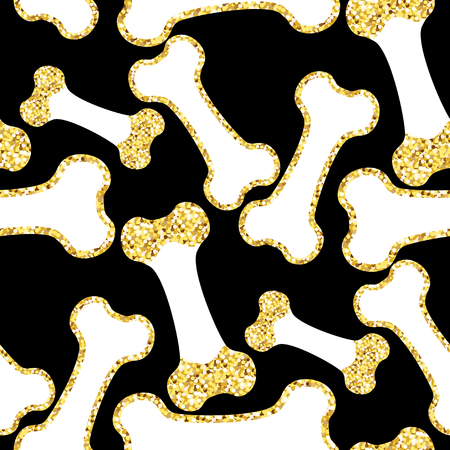 Vector semless golden sparkle pattern with dogs theme elements in graphic design illustrationのイラスト素材