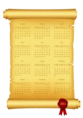 2012 Calendar on scrollのイラスト素材