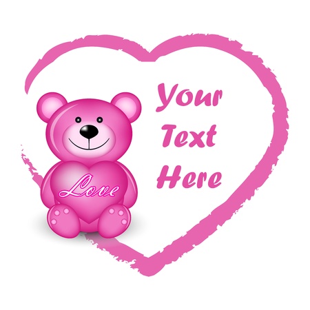 Vector illustration of pink bear with heartのイラスト素材