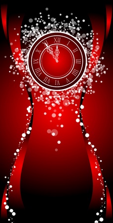 New Year wish Card with clockのイラスト素材