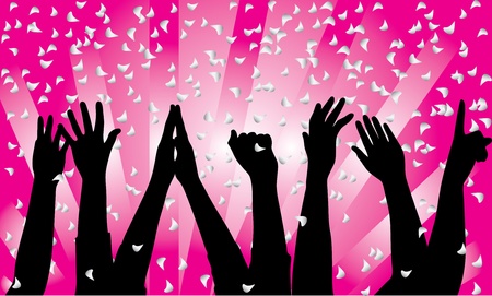 Vector festive background with silhouette of hands  のイラスト素材