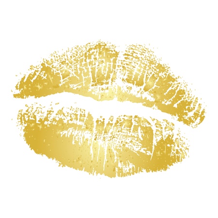 Vector gold lipstick kissのイラスト素材
