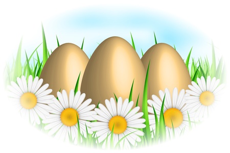 Vector background with eggs   flowersのイラスト素材