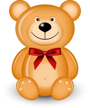 illustration of bear with red bowのイラスト素材