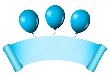 Vector illustration of blue scroll with balloonsのイラスト素材